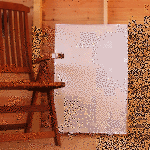 Standing panel in summerhouse